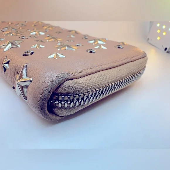 Jimmy Choo Crystal Filipa Star Studded Pink Long Wallet Rare Authentic Choo - Picture 3 of 13